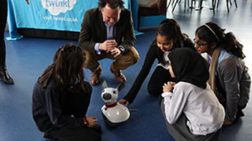 Students at national school competition learning about space and robotics