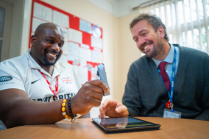 Kevin Brown and and Matthew Sadler, Head of Boldmere Junior School